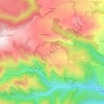 Brugely topographic map, elevation, terrain