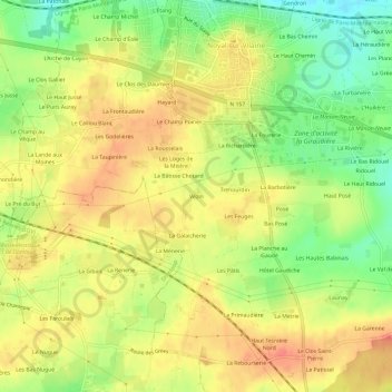 Vezin topographic map, elevation, terrain