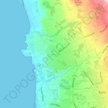 Kissonerga topographic map, elevation, terrain