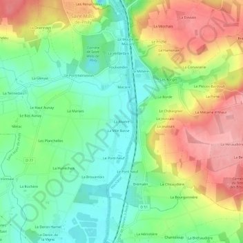 La Rivière topographic map, elevation, terrain