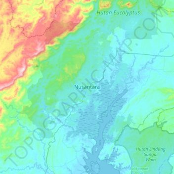 Nusantara topographic map, elevation, terrain