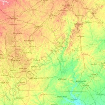 Stanly topographic map, elevation, terrain