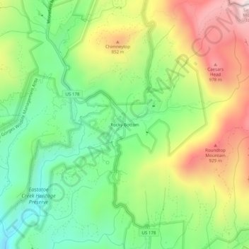 Rocky Bottom topographic map, elevation, terrain