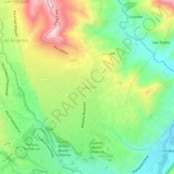 Ricaurte topographic map, elevation, terrain