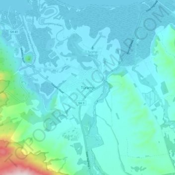 Tūrangi topographic map, elevation, terrain