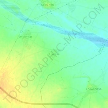 Pondras topographic map, elevation, terrain