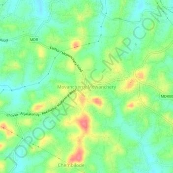 Movancherry;Mowanchery topographic map, elevation, terrain