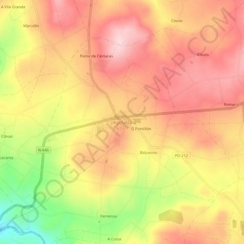 Agolada topographic map, elevation, terrain