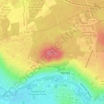 Mont Griffon topographic map, elevation, terrain