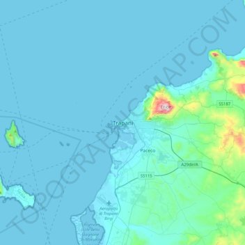 Trapani topographic map, elevation, terrain