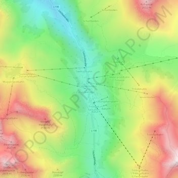 Zürs topographic map, elevation, terrain