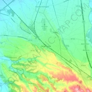 Novi Ligure topographic map, elevation, terrain