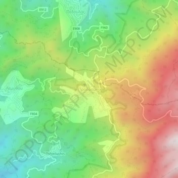 Prodromos topographic map, elevation, terrain