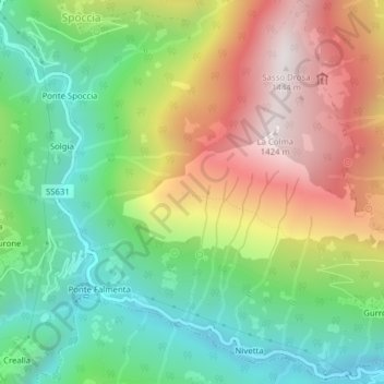 Bronte di Cavaglio topographic map, elevation, terrain