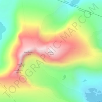 Snøhetta topographic map, elevation, terrain