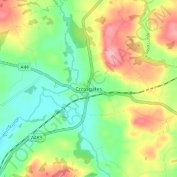 Crossgates topographic map, elevation, terrain