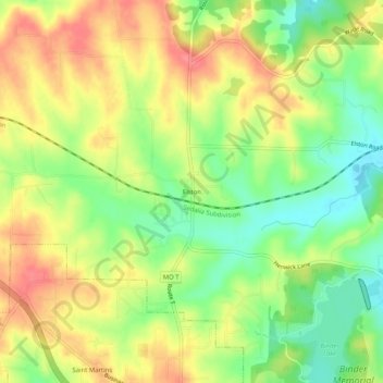 Elston topographic map, elevation, terrain