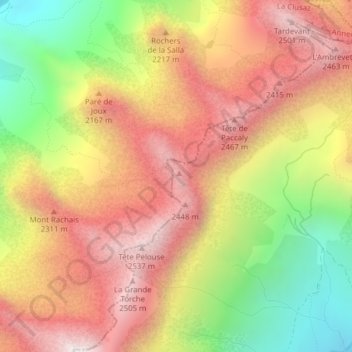 Roche Perfia topographic map, elevation, terrain