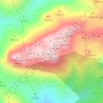 Mágina topographic map, elevation, terrain