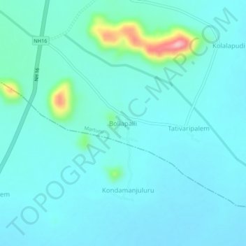 Bollapalli topographic map, elevation, terrain