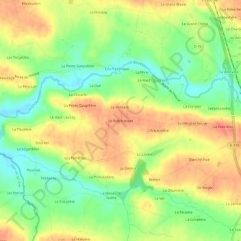 Le Bois Hamon topographic map, elevation, terrain