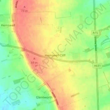 Hemswell Cliff topographic map, elevation, terrain