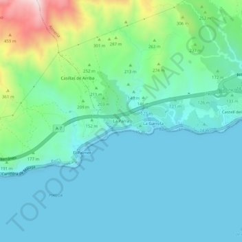 La Parra topographic map, elevation, terrain