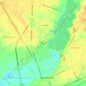 Country Club Heights topographic map, elevation, terrain