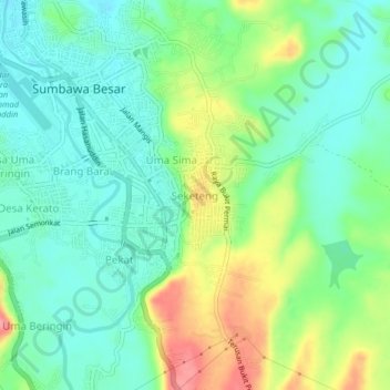 Seketeng topographic map, elevation, terrain