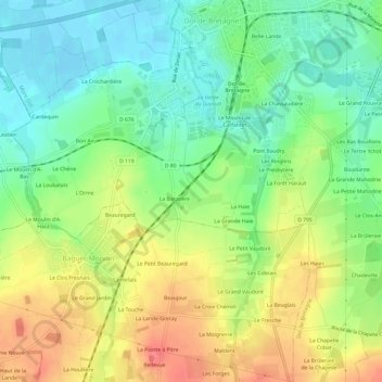 Clairet topographic map, elevation, terrain