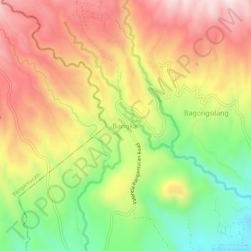 Bangkal topographic map, elevation, terrain
