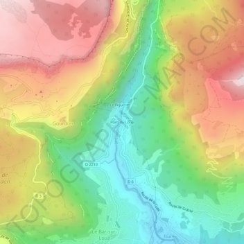 Pont du Loup topographic map, elevation, terrain