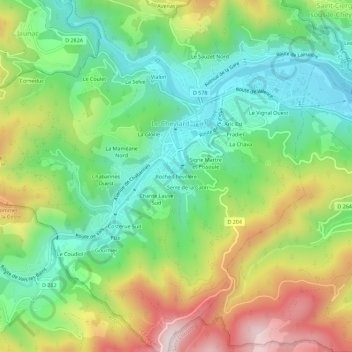 Roche Chevillère topographic map, elevation, terrain