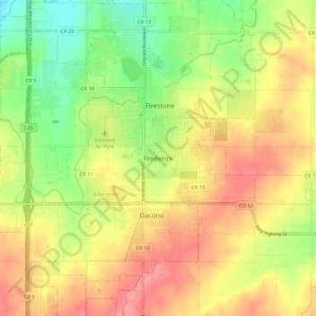Frederick topographic map, elevation, terrain