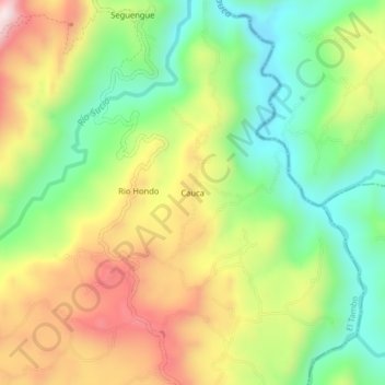 Cauca topographic map, elevation, terrain