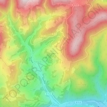 Kalblin topographic map, elevation, terrain