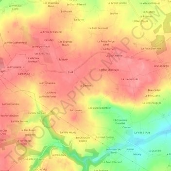 La Daviais topographic map, elevation, terrain