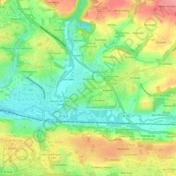 Le Rouillen topographic map, elevation, terrain
