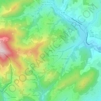 Eyvas topographic map, elevation, terrain
