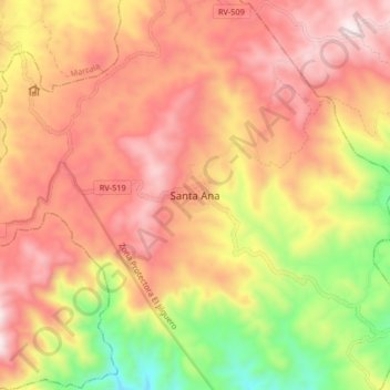 Santa Ana topographic map, elevation, terrain