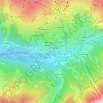 Les Usclas topographic map, elevation, terrain