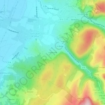 Cheminand topographic map, elevation, terrain