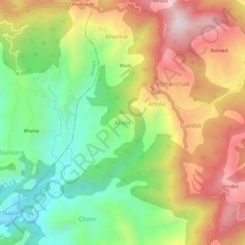 Khola topographic map, elevation, terrain