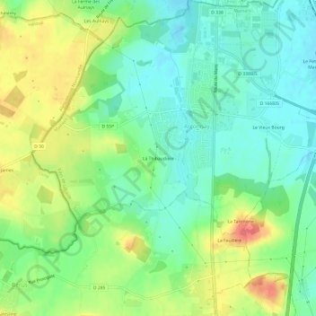 La Thibaudière topographic map, elevation, terrain