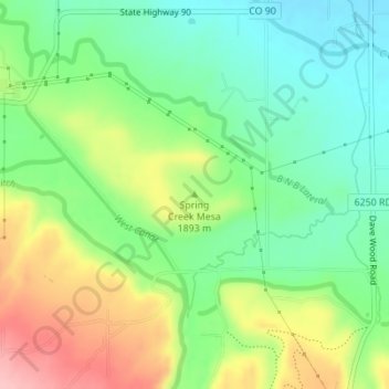 Spring Creek Mesa topographic map, elevation, terrain