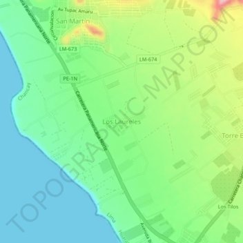 Los Laureles topographic map, elevation, terrain