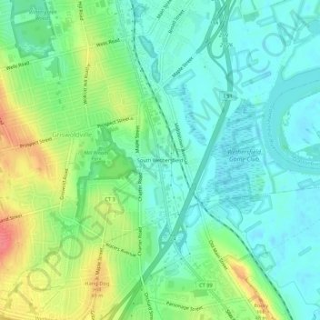 South Wethersfield topographic map, elevation, terrain