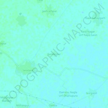 Sunderpur topographic map, elevation, terrain