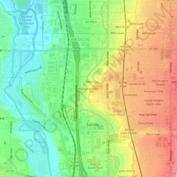 Wallace Heights topographic map, elevation, terrain