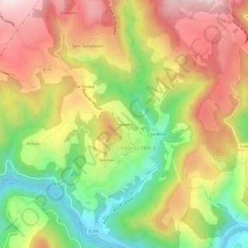 Roucadou topographic map, elevation, terrain
